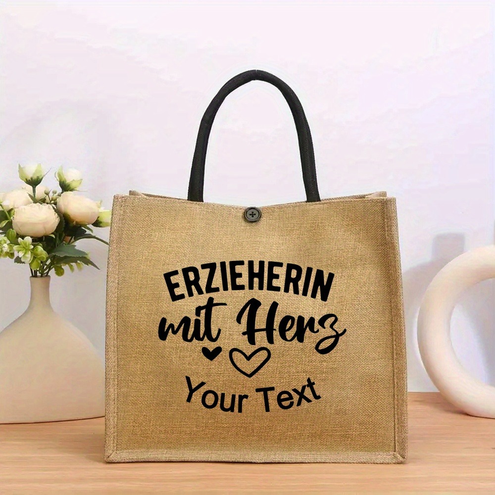 Women'S Bags Holiday - Custom Name Linen Tote Bag, Lightweight