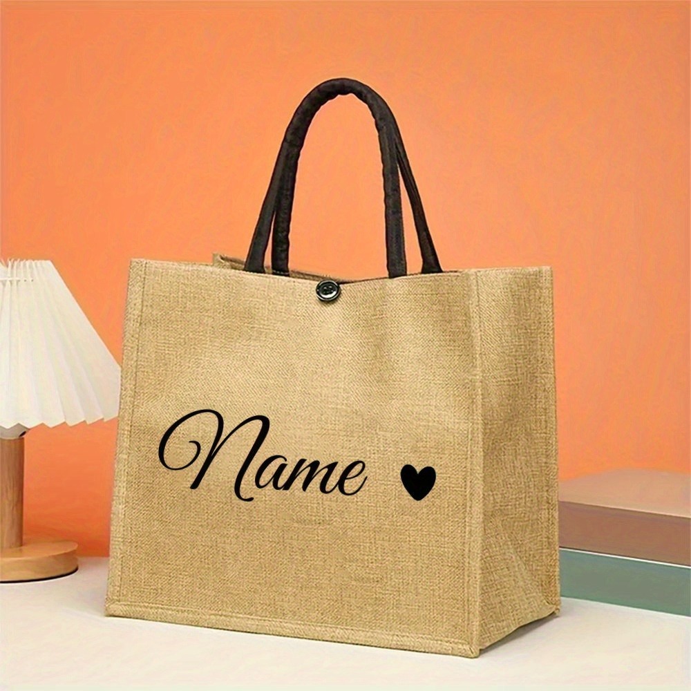 Women'S Bags Holiday - Custom Name Linen Tote, Chic Beach