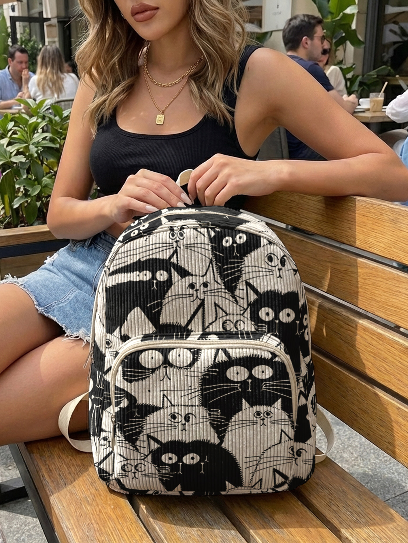 Black & White Cartoon Cats All – Women Bags White Bewertung und Preis