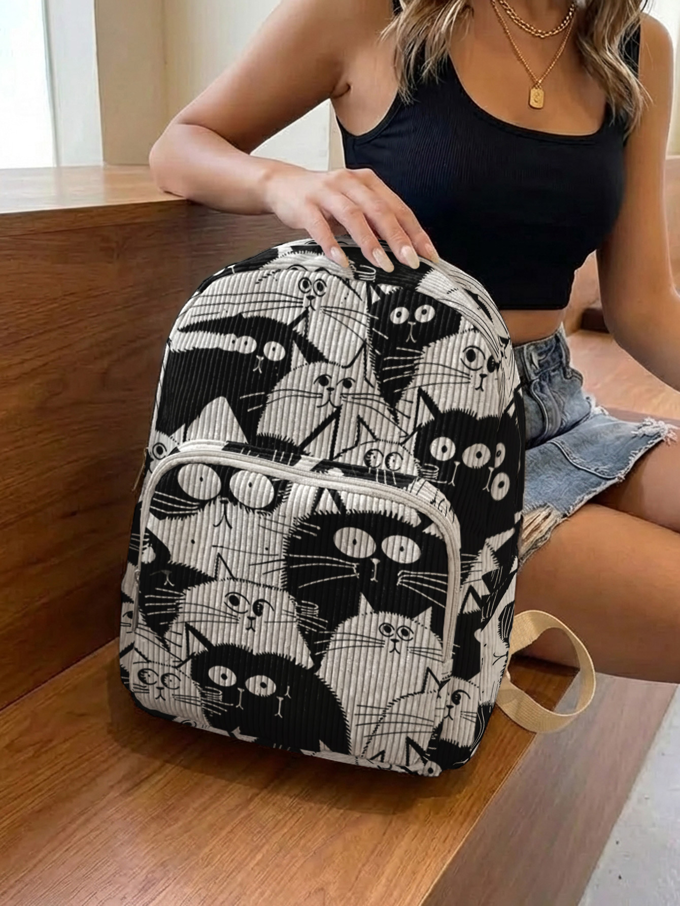 Black & White Cartoon Cats All – Women Bags White Bewertung und Preis