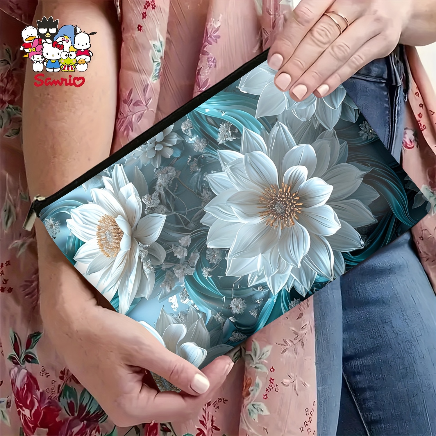 A Blue and white flower makeup – Women Bags White Bewertung und Preis