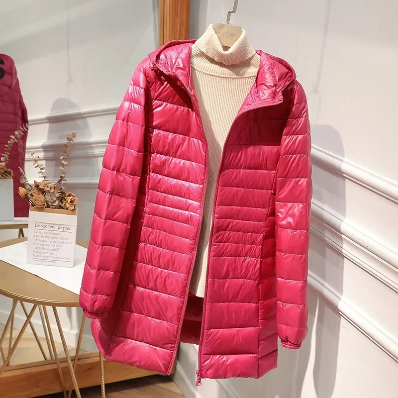 Female Long Down Jacket Light  – Women Bags White Bewertung und Preis