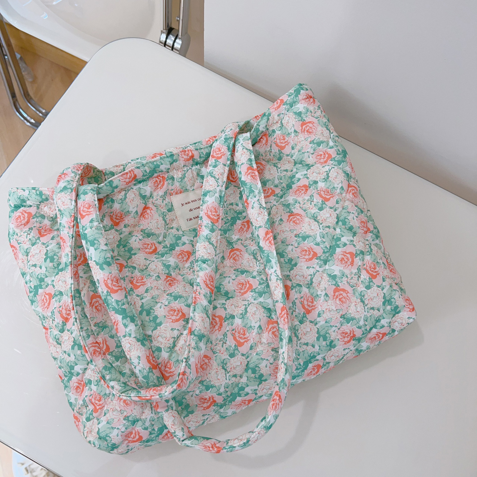French Floral Quilted Tote Bag – Women Bags Medium Size Bewertung und Preis