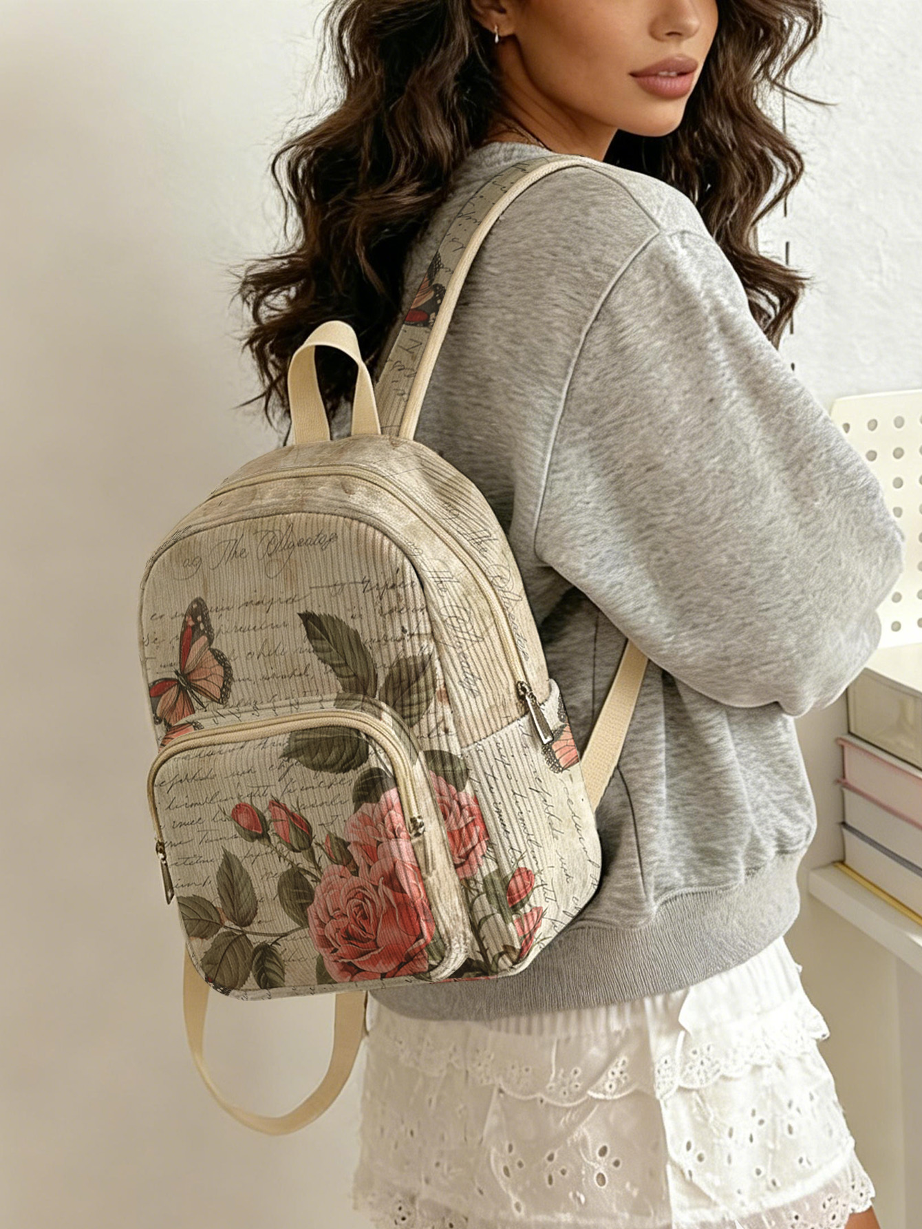 Vintage Roses & Butterfly Prin – Women Bags Medium Size Bewertung und Preis