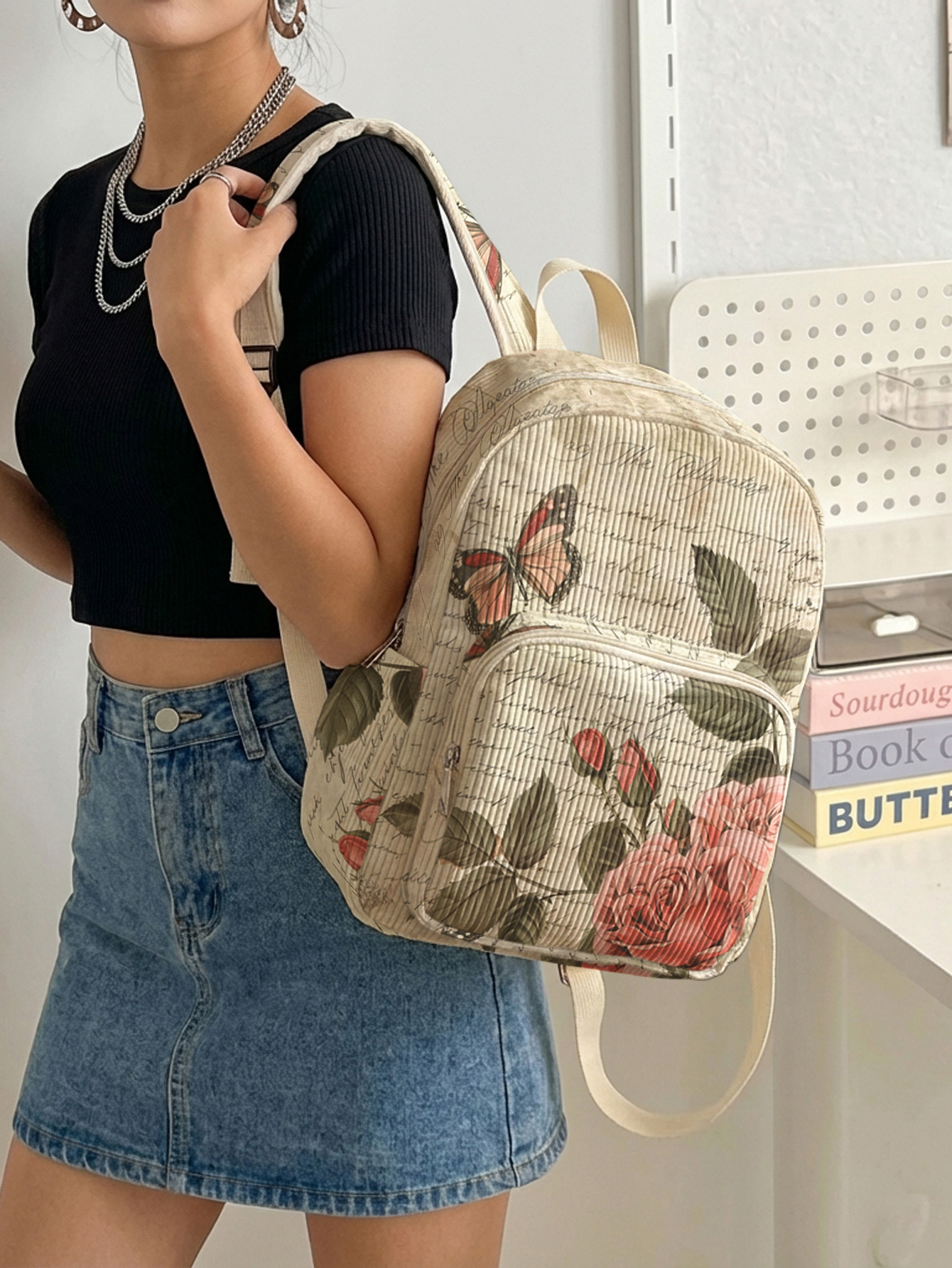 Vintage Roses & Butterfly Prin – Women Bags Medium Size Bewertung und Preis