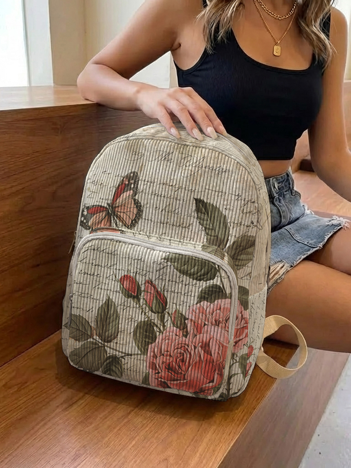 Vintage Roses & Butterfly Prin – Women Bags Medium Size Bewertung und Preis