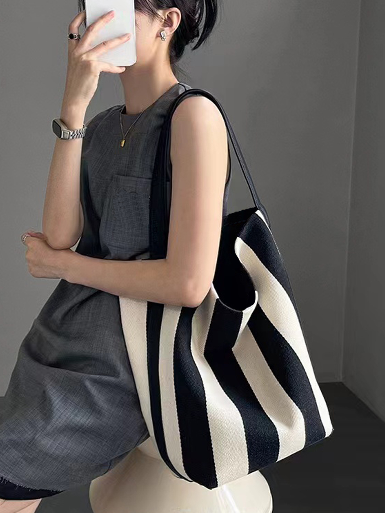 Niche striped canvas bucket ba – Women Bags Prada Bewertung und Preis